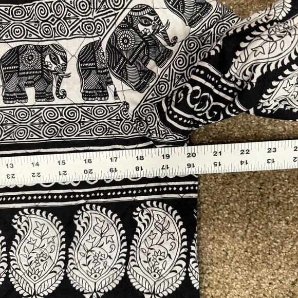 Ruby Rd. Quilted Jacket Womens 8 Black White Elephant Boho Paisley Print Cotton - Picture 9 of 12